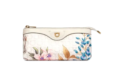 Salvatore Ferragamo Giardino Print Cosmetic Case - Econyl Nylon "Bone"