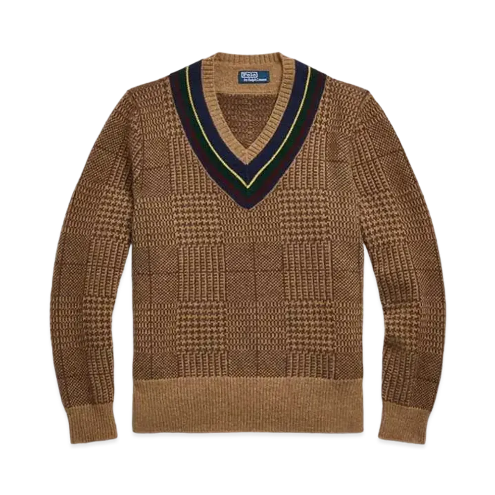Polo Ralph Lauren Glen Check Wool Cricket Sweater "Brown"