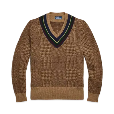 Polo Ralph Lauren Glen Check Wool Cricket Sweater "Brown"