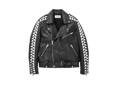 CELINE Oversized Biker Jacket In Calfskin "Black/White"