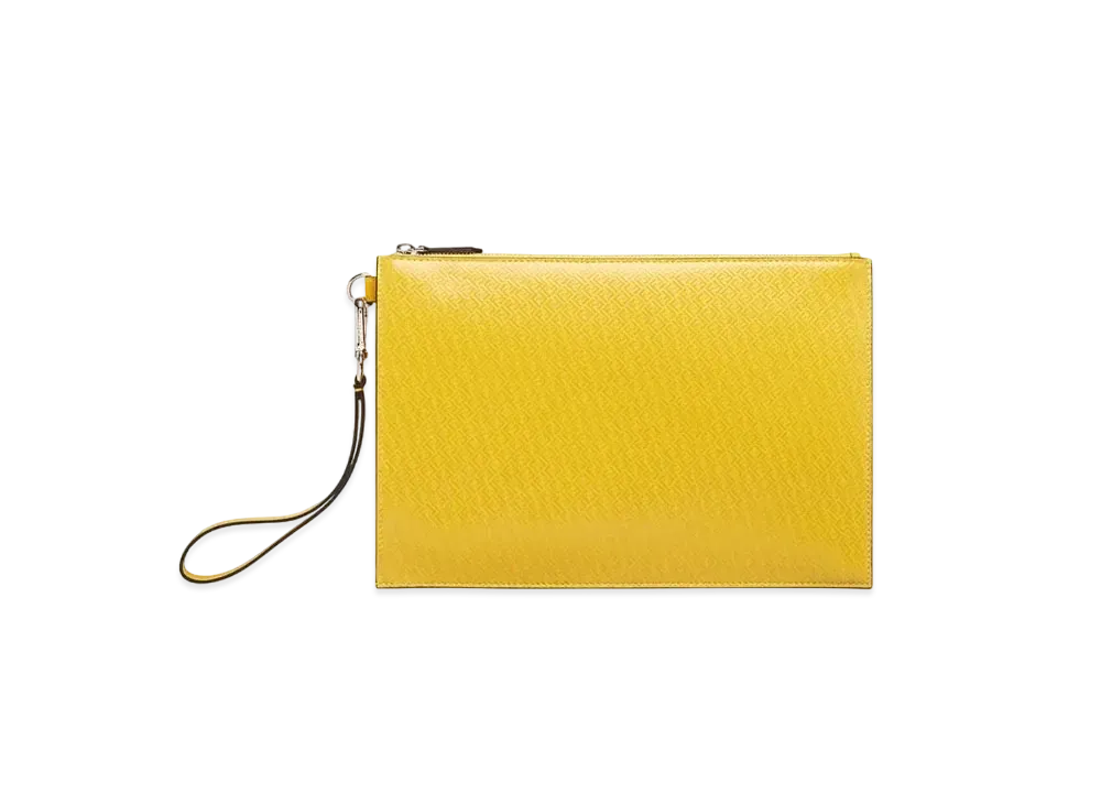 FENDI Flat Slim Clutch Leather Bag "Yellow"