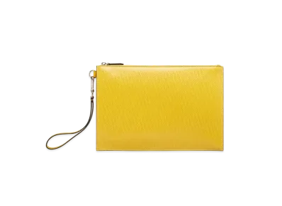 FENDI Flat Slim Clutch Leather Bag "Yellow"