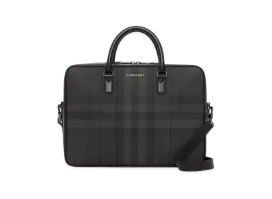 Burberry Check & Leather Briefcase "Charcoal"