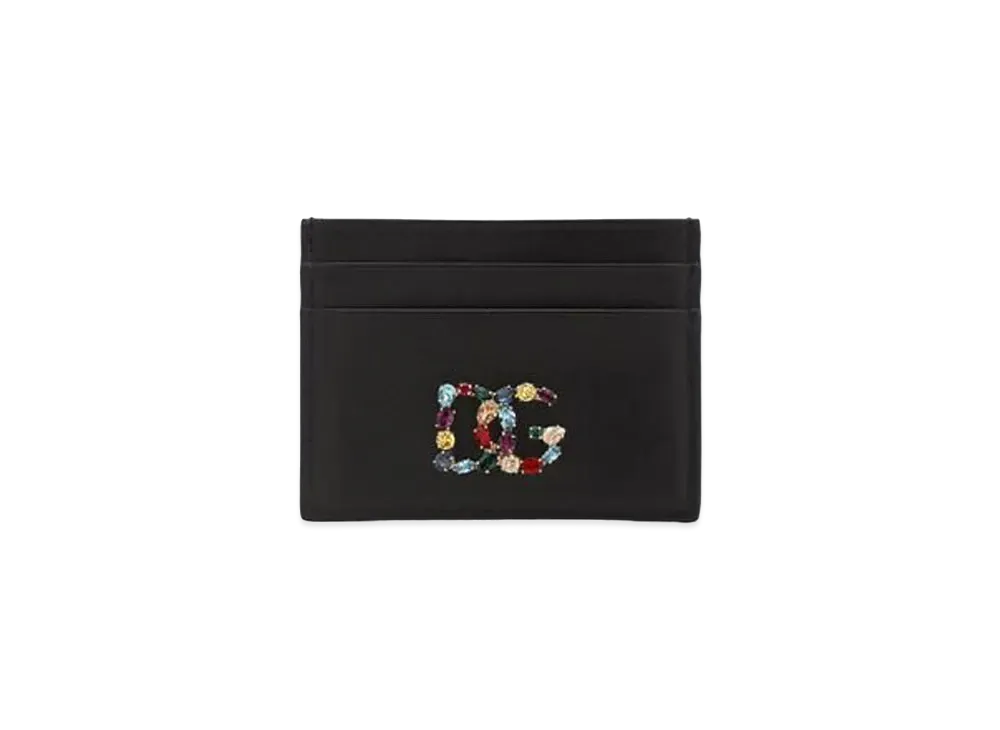 ドルチェ＆ガッバーナ カードケース カーフスキン DGラインストーン "ブラック" BI0330AY18580999