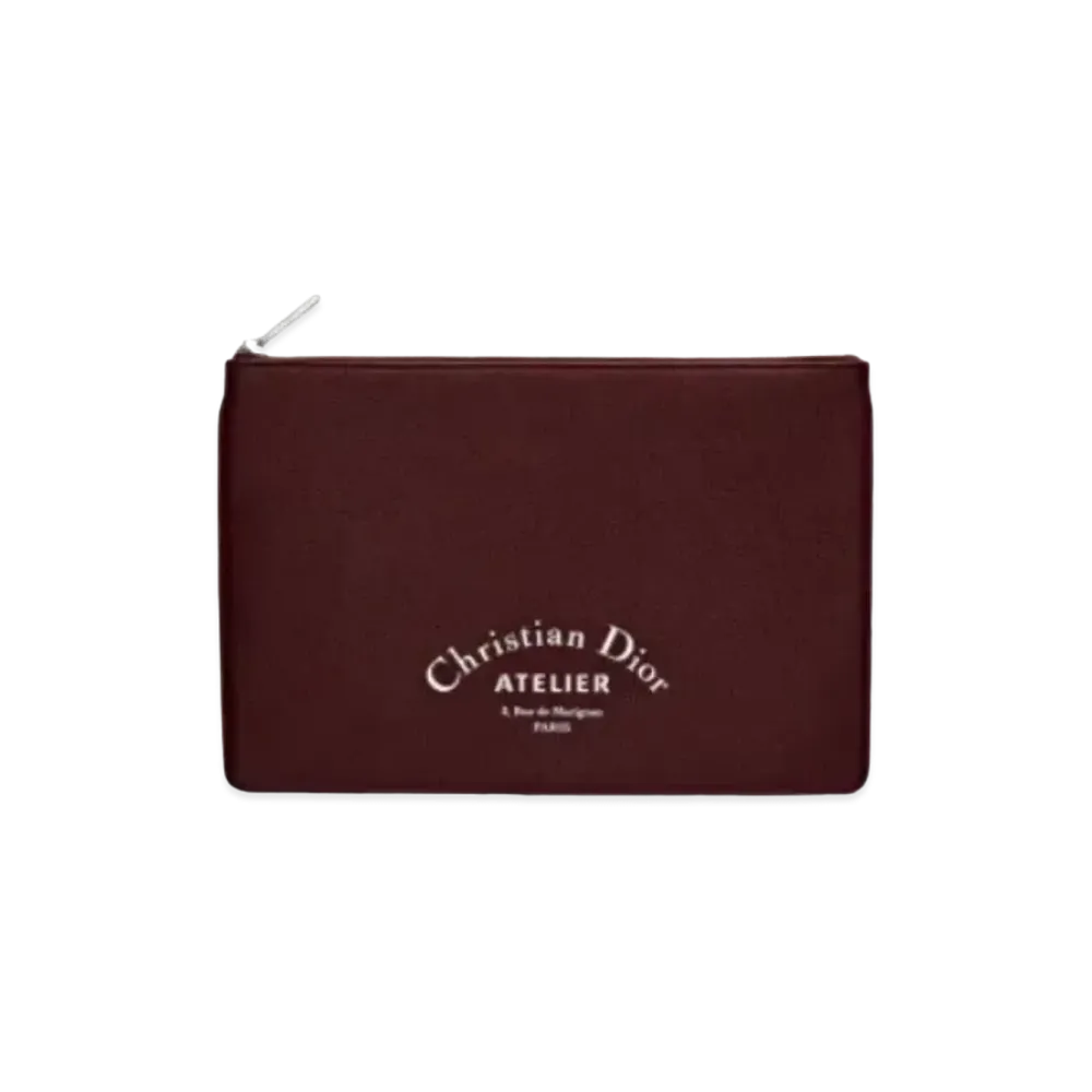 Dior Grain Calfskin Flat Wallet "Burgundy"