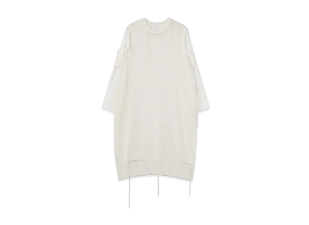 Yohji Yamamoto Y's LINEN COTTON PLAIN STITCH SHIRT SLEEVE LONG PULLOVER "White"