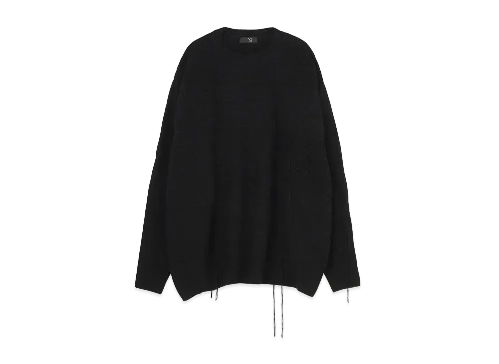 Yohji Yamamoto Y's COTTON ACRYLIC PATCHWORK BIG SWEATER "Black"