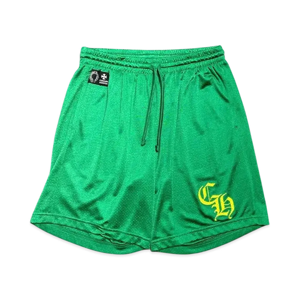 Chrome Hearts Mesh Varsity Shorts CH Print Half Pants "Green"