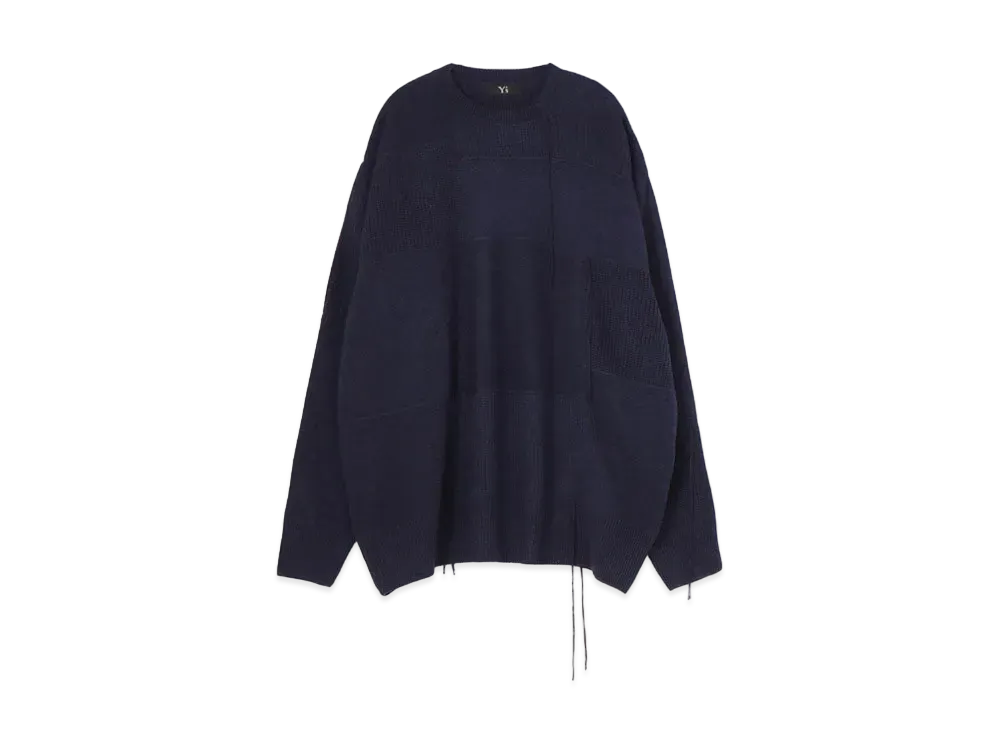Yohji Yamamoto Y's COTTON ACRYLIC PATCHWORK BIG SWEATER "Indigo"
