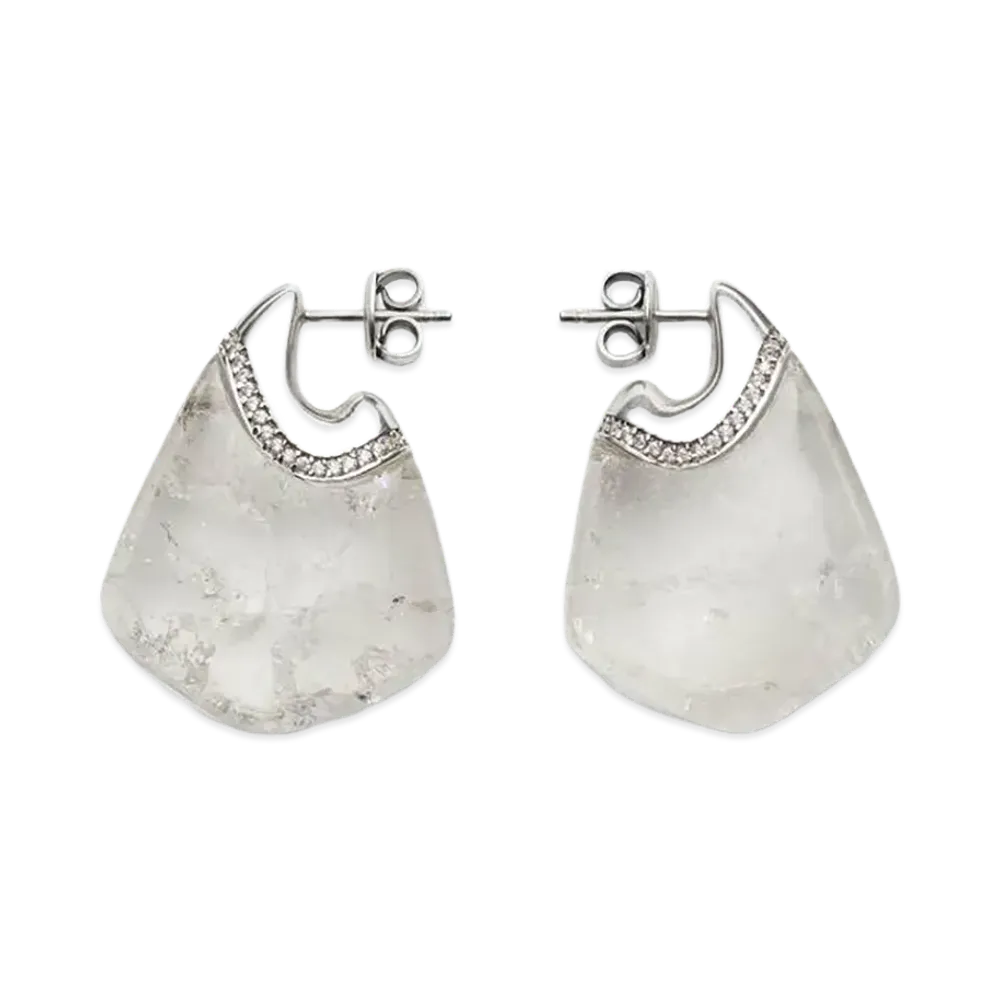 Bottega Veneta Fin Earrings "Rock Crystal/White"