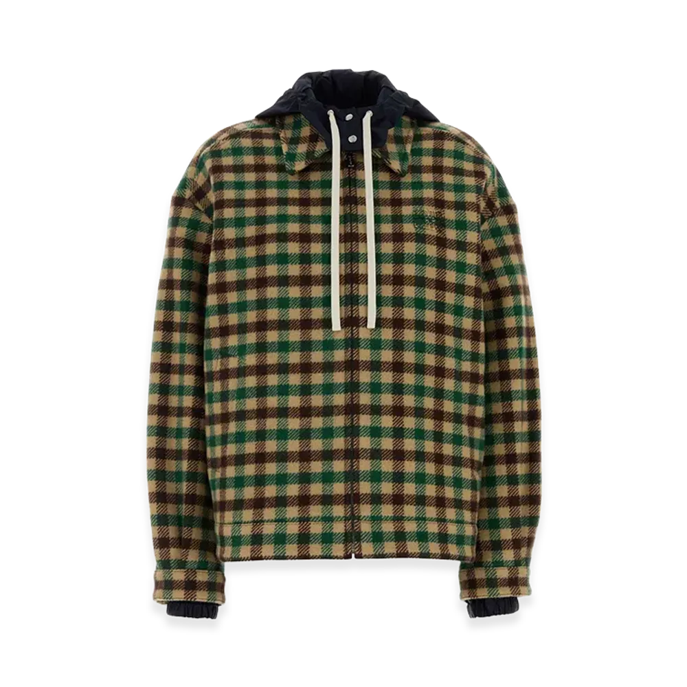 MIU MIU Women's Embroidered Wool Blend Jacket "Checked"