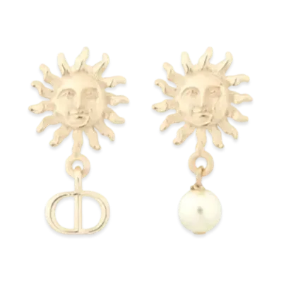 Dior Toile de Jouy Soleil Earrings Metal and a Resin Pearl "Gold/White"