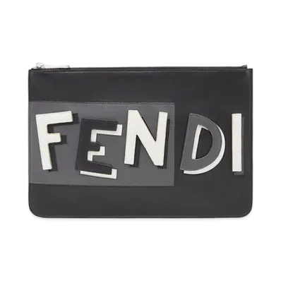 FENDI Logo Clutch Bag "Black"