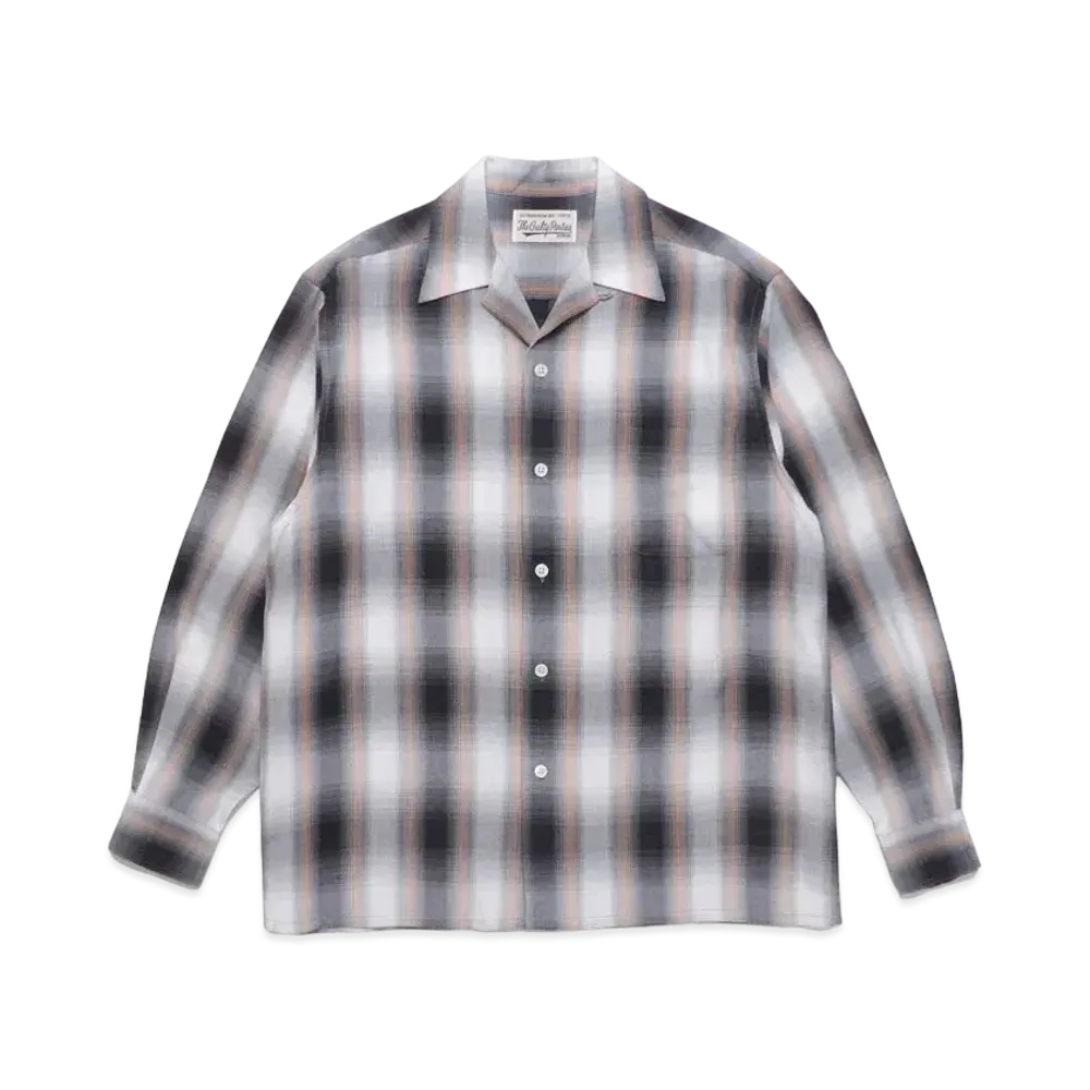 WACKO MARIA CHECK OPEN COLLAR SHIRT "Orange"