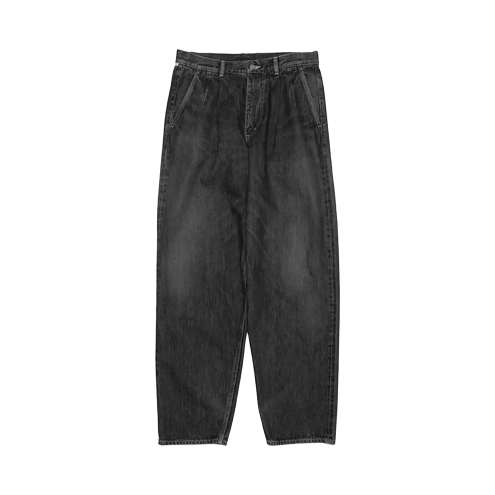 Graphpaper Selvage Denim Two Tuck Tapered Pants -Dark Fade- "Black"
