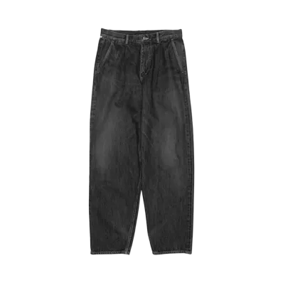 Graphpaper Selvage Denim Two Tuck Tapered Pants -Dark Fade- "Black"