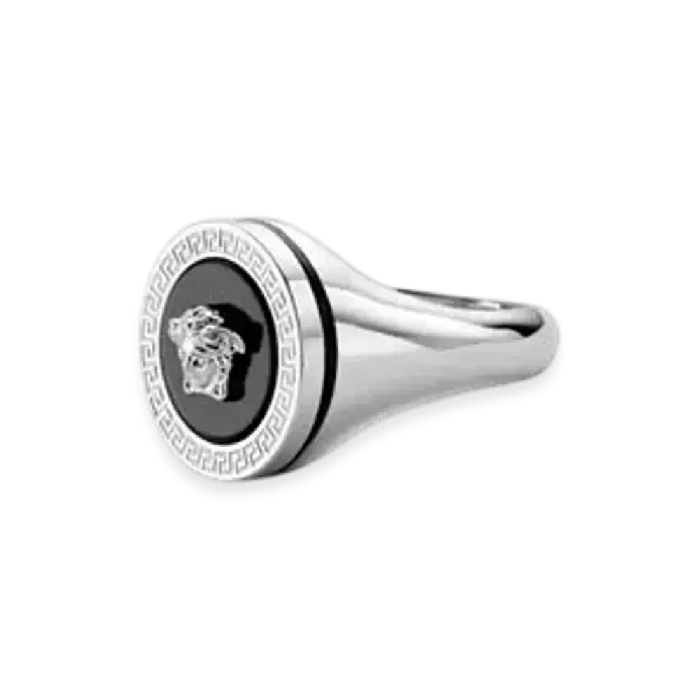 Versace Enamel Medusa Ring "Silver"