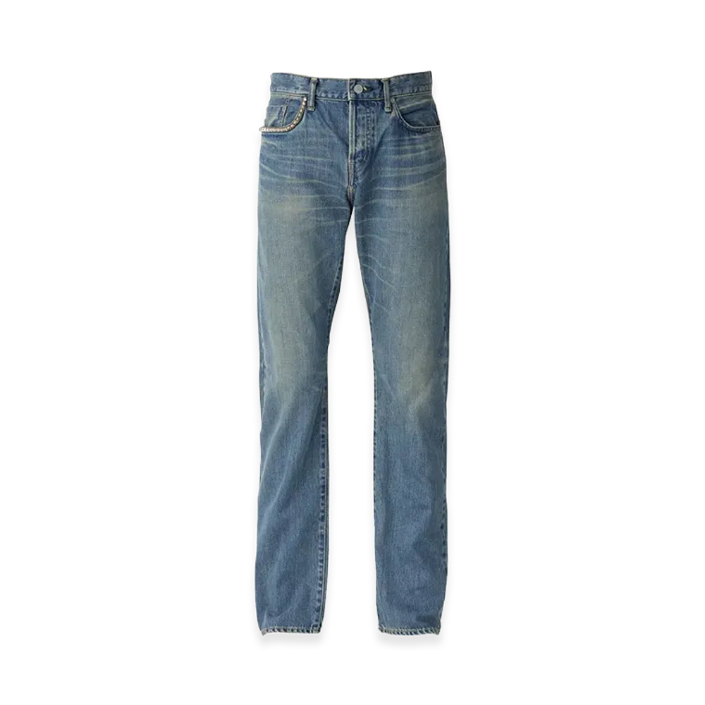 HYSTERIC GLAMOUR Hys SP Processed Slim Straight Denim Pants "Light Indigo Blue"