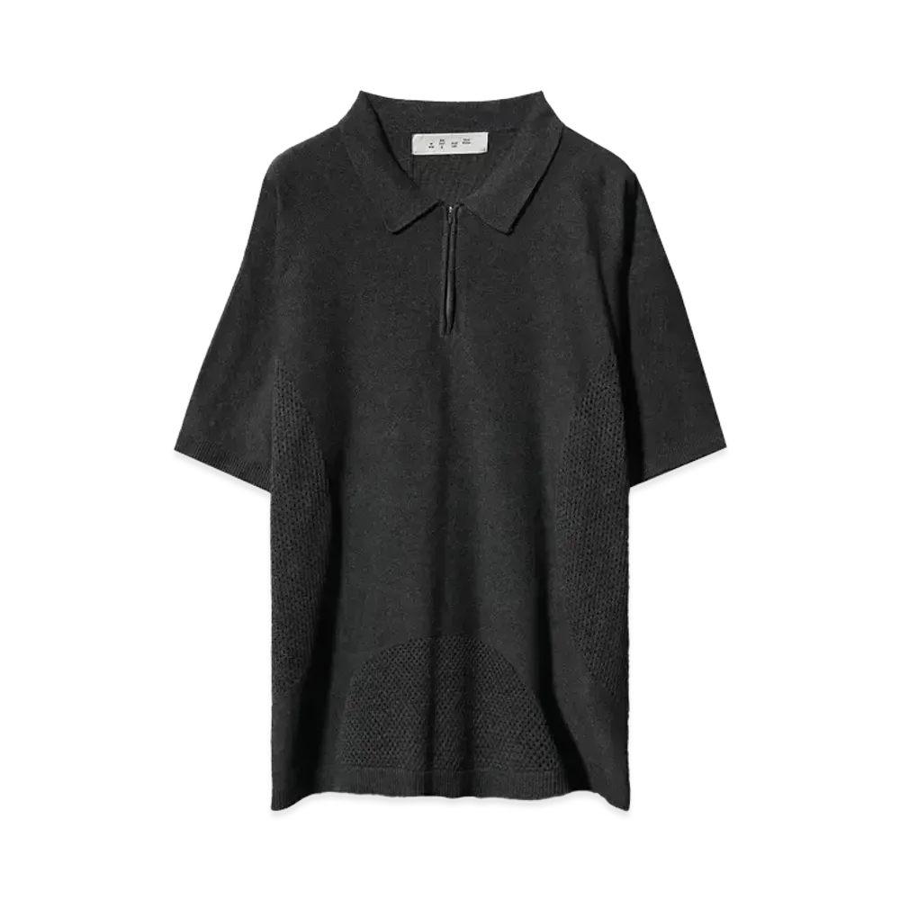 Bal VENTILATION MESH KNIT ZIP POLO "CHARCOAL HEATHER"