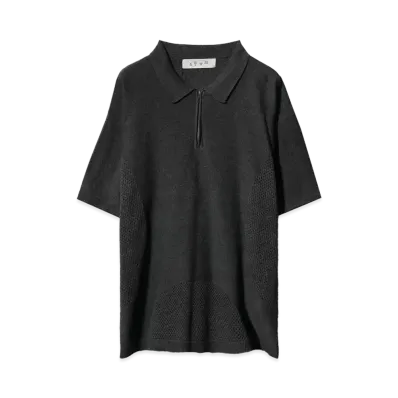 Bal VENTILATION MESH KNIT ZIP POLO "CHARCOAL HEATHER"