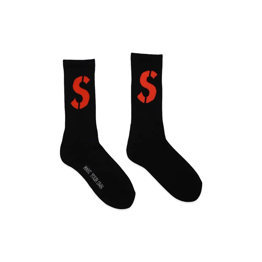 SAPEur Crew Socks Orange S Logo "Black"