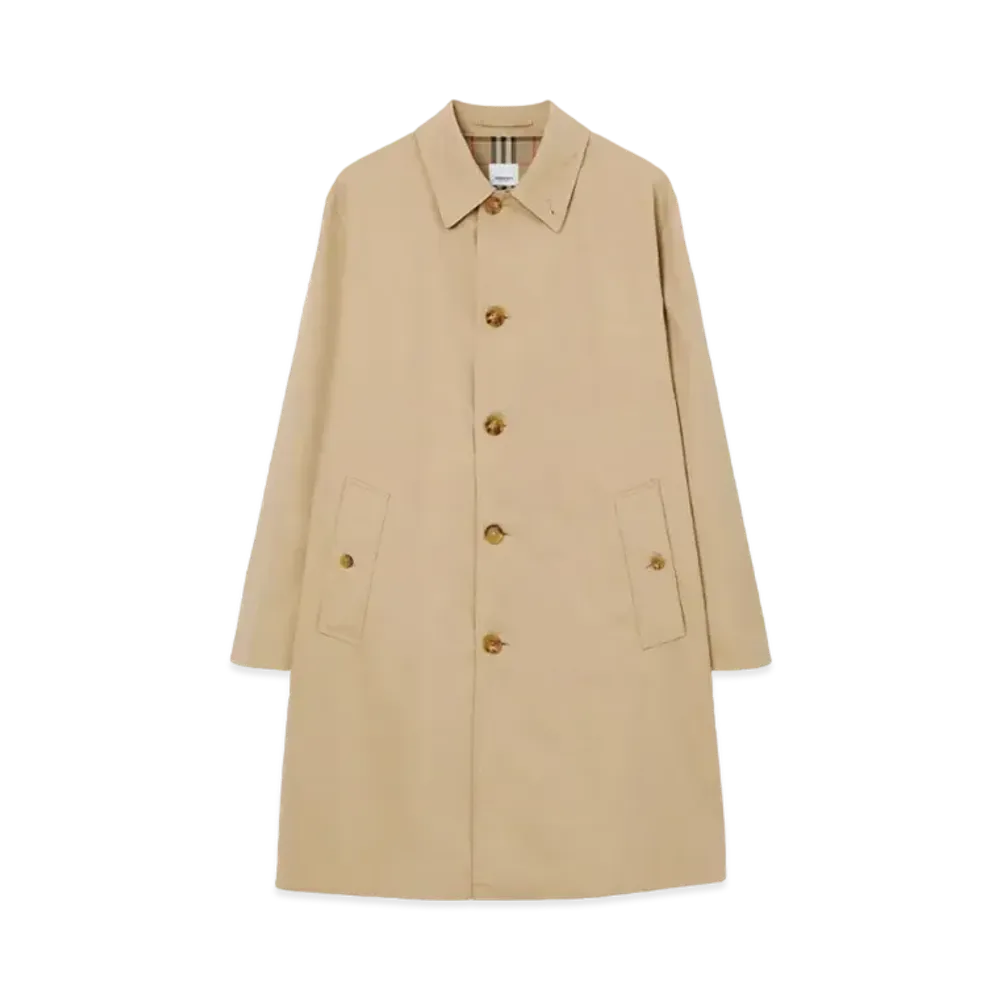 Burberry Men's Mid Length Gabardine Car Coat "Honey"