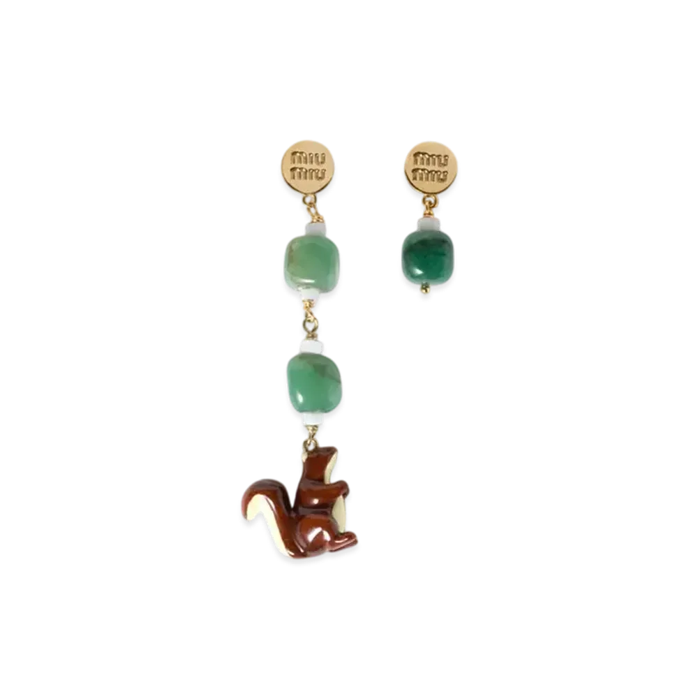 MIUMIU Metal Earrings "Gold/Aventurine"