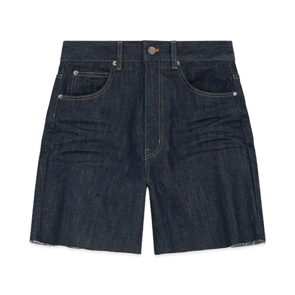 WE11DONE Crinkled Denim Shorts "Navy"