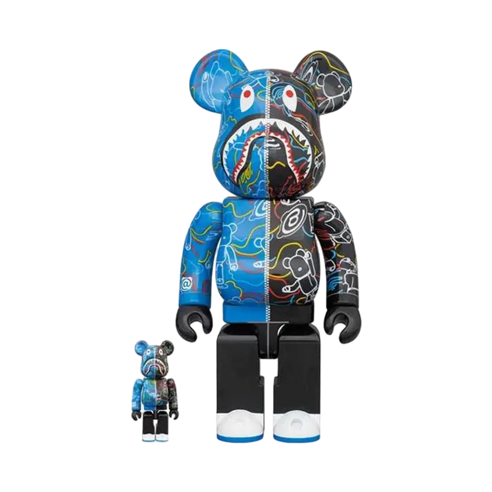Bearbrick BAPE®︎ LINE CAMO SHARK 100% & 400%