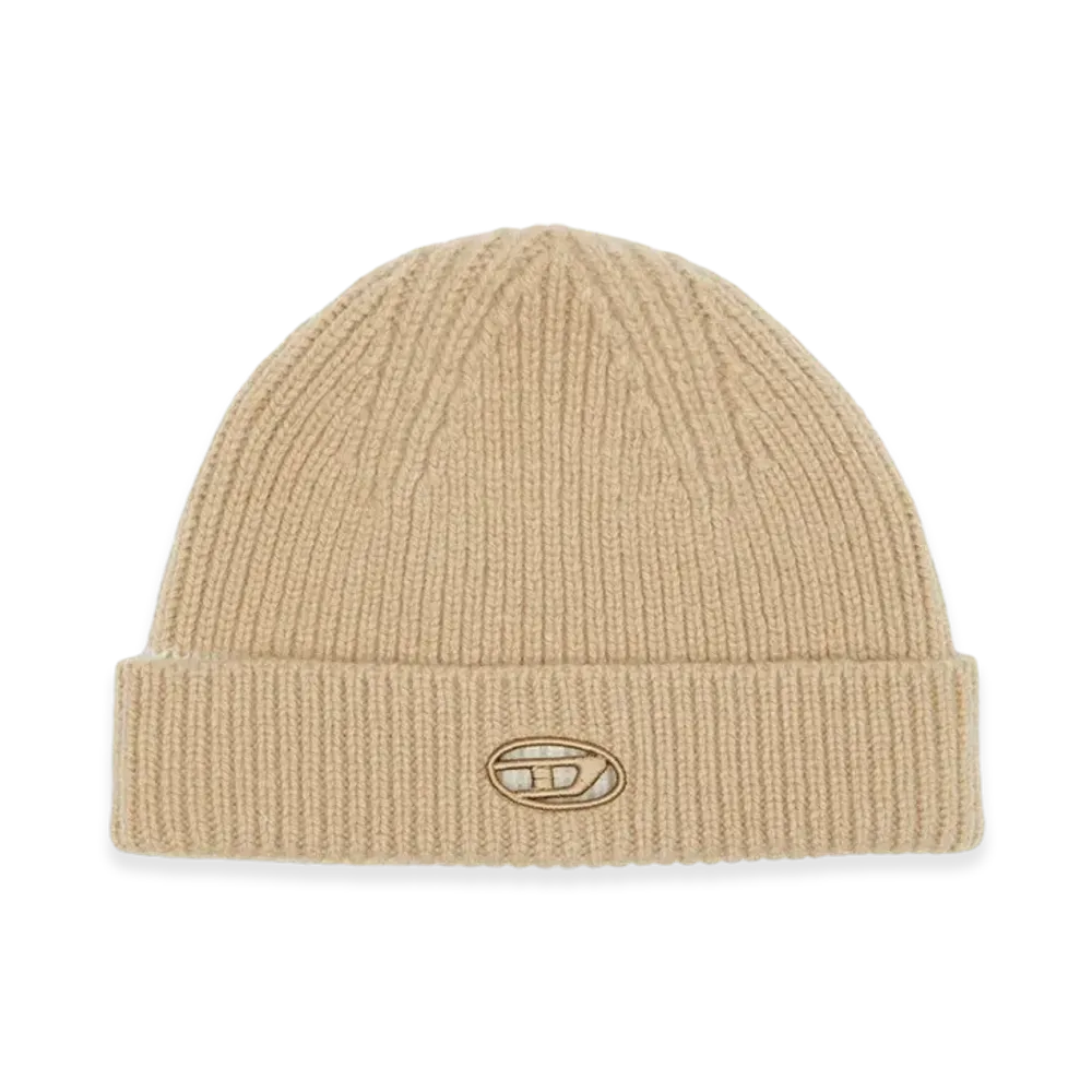 Diesel K-Arac Ribbed Beanie With Oval D Cut-Out "Light Brown"