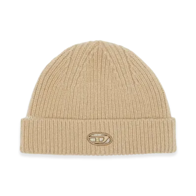 Diesel K-Arac Ribbed Beanie With Oval D Cut-Out "Light Brown"