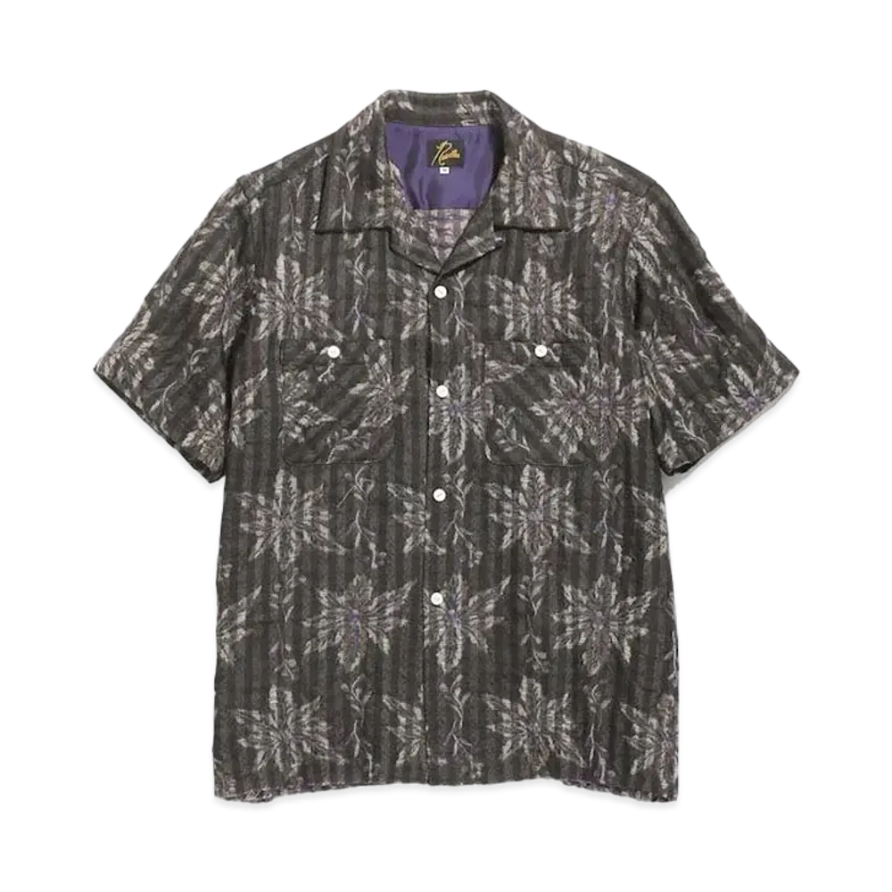 Needles S/S CLASSIC SHIRT - W/CU/AC FLOWER/PLAID JQ. "Charcoal"