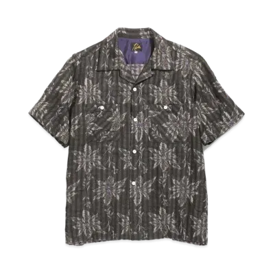 Needles S/S CLASSIC SHIRT - W/CU/AC FLOWER/PLAID JQ. "Charcoal"