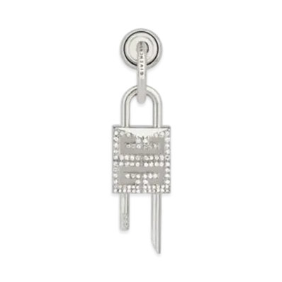 GIVENCHY Lock Earring In Metal with Crystals "Silver"