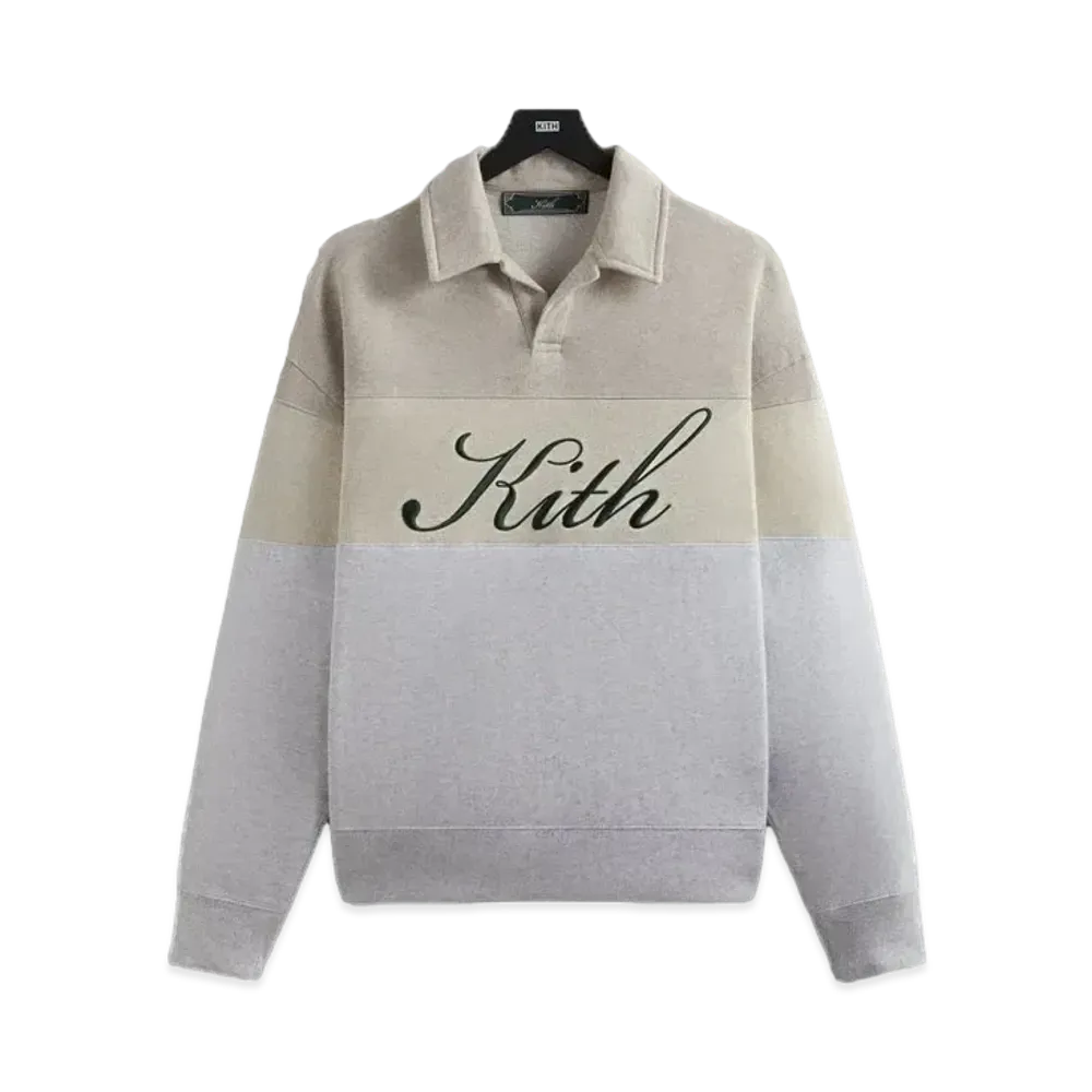 Kith Color-Blocked Nelson Collared Pullover "Light Heather Grey"