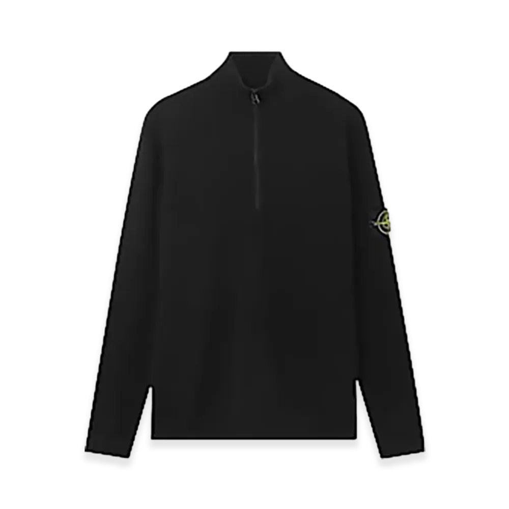 Stone Island Ribbed Cotton Half Zip L/S Pullover "Black"