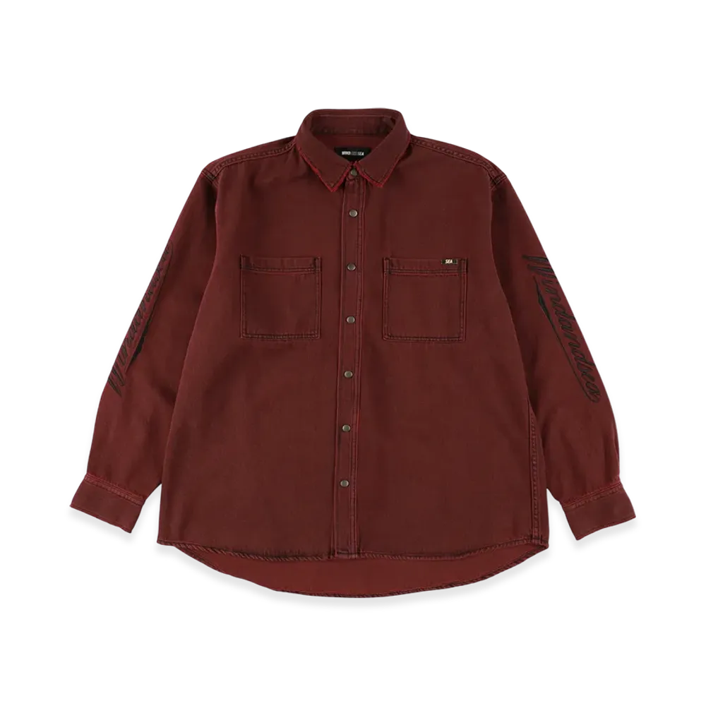WIND AND SEA Over Dyed Denim Shirt "Red"
