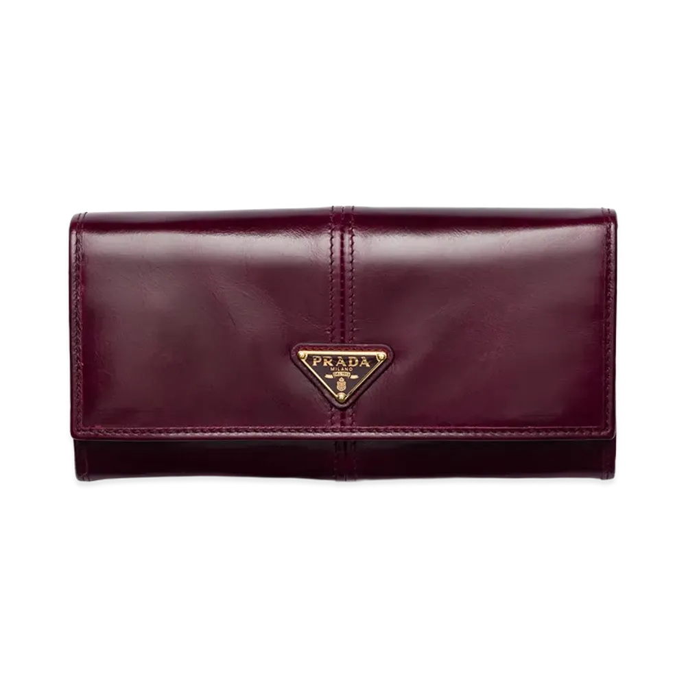 PRADA Soft Lux Leather Wallet "Burgundy"