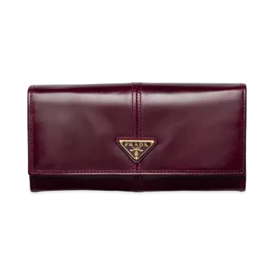 PRADA Soft Lux Leather Wallet "Burgundy"