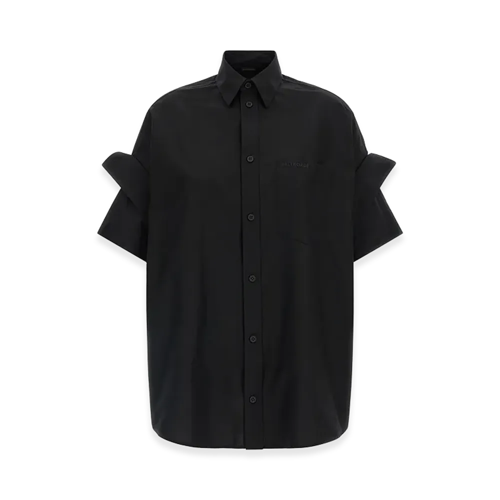 BALENCIAGA Women's Turned-Up Cuffed Shirt "Black"