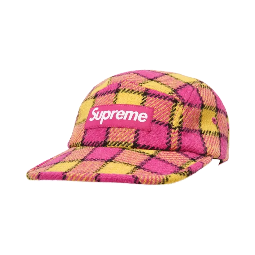 Supreme Harris Tweed Camp Cap "Pink Plaid"