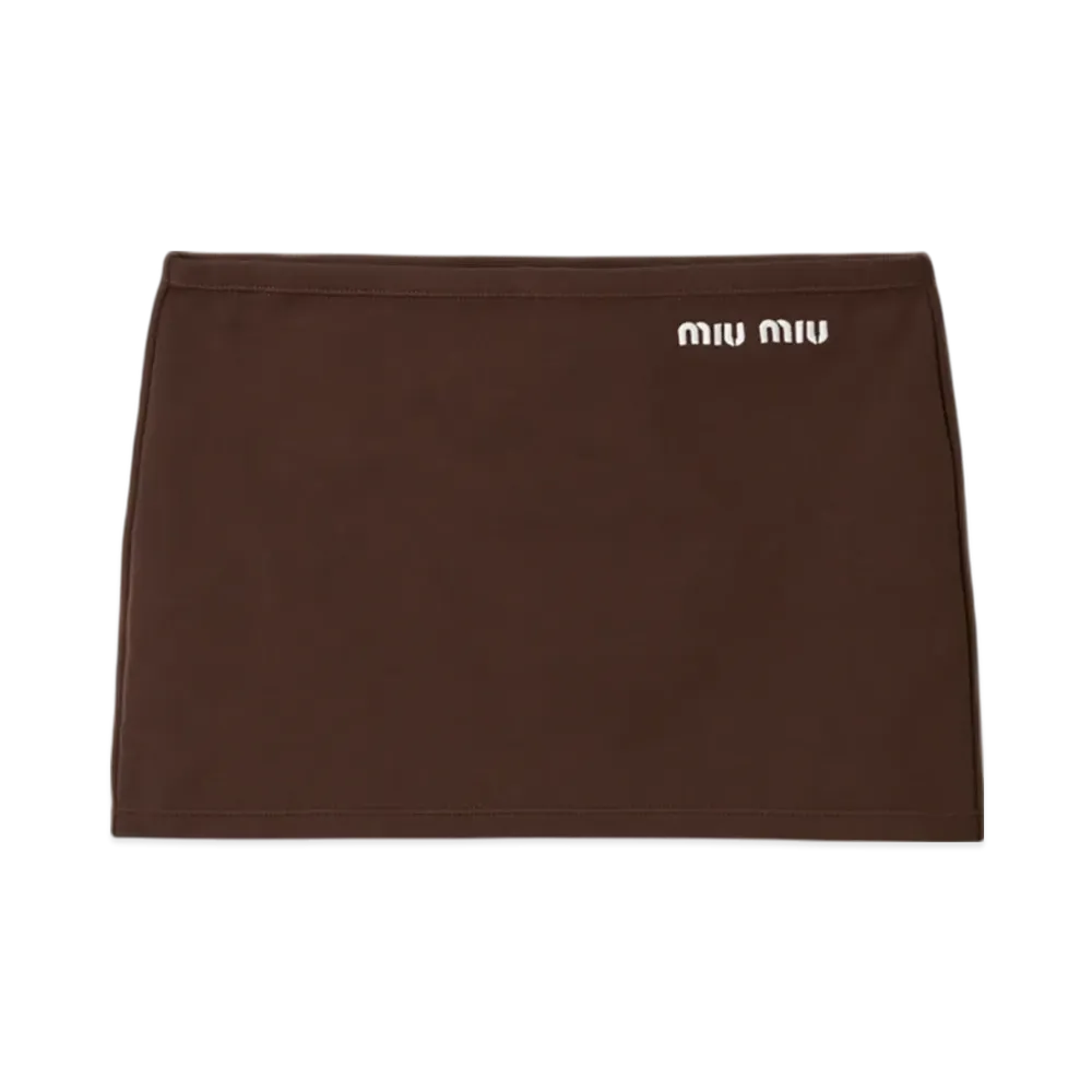 MIU MIU Technical Yarn Mini Skirt "Cocoa Brown"