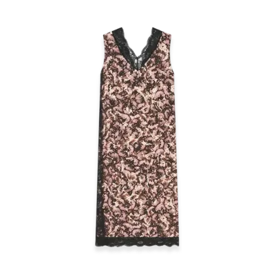 DRIES VAN NOTEN Women's Printed V-Neck Dress "Dark Brown"