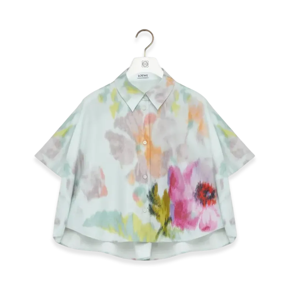 LOEWE Short-Sleeve Trapeze Shirt "Light Blue/Multicolor"
