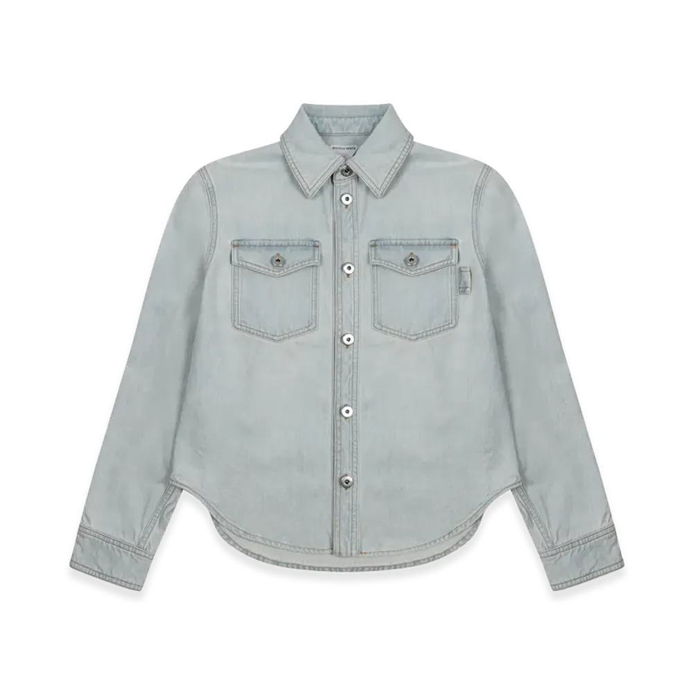 Bottega Veneta Women's Extra Bleached Dirty Denim Shirt "Blue"