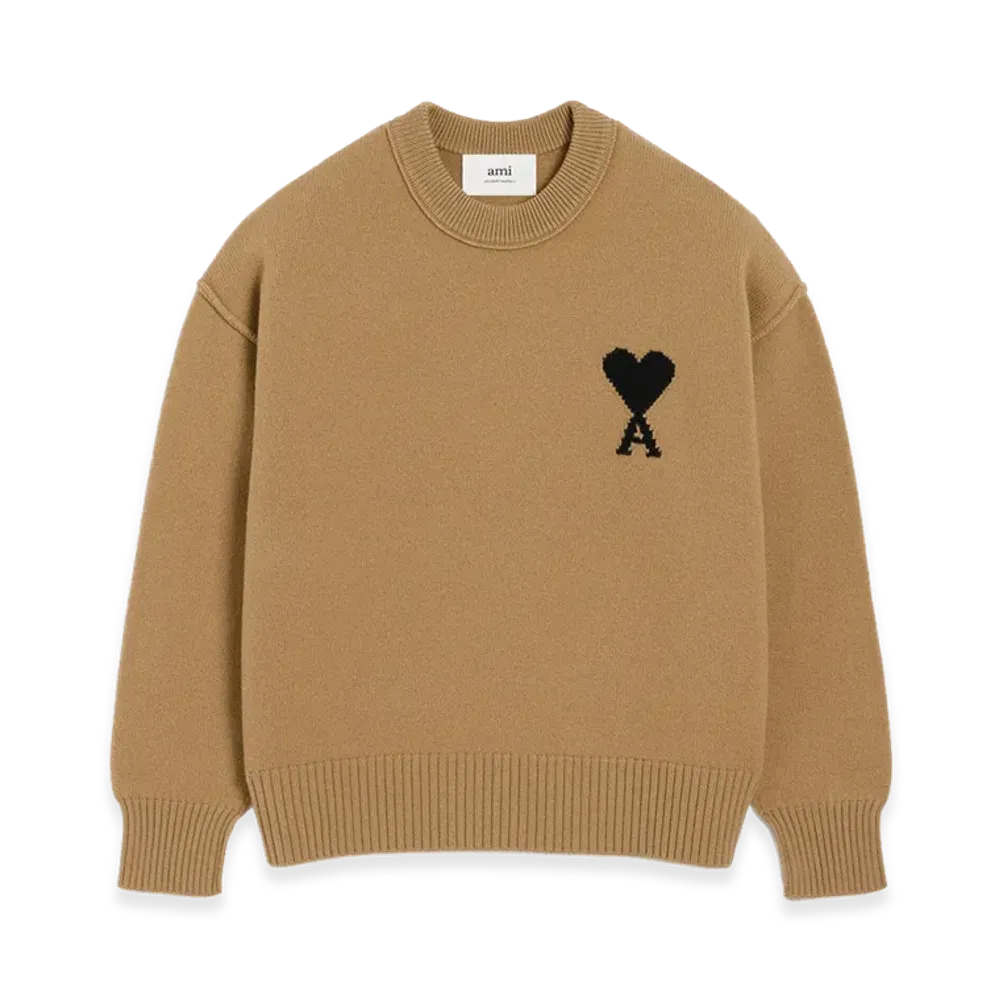 AMI PARIS De Coeur Crew Neck Sweater "Beige/Black"