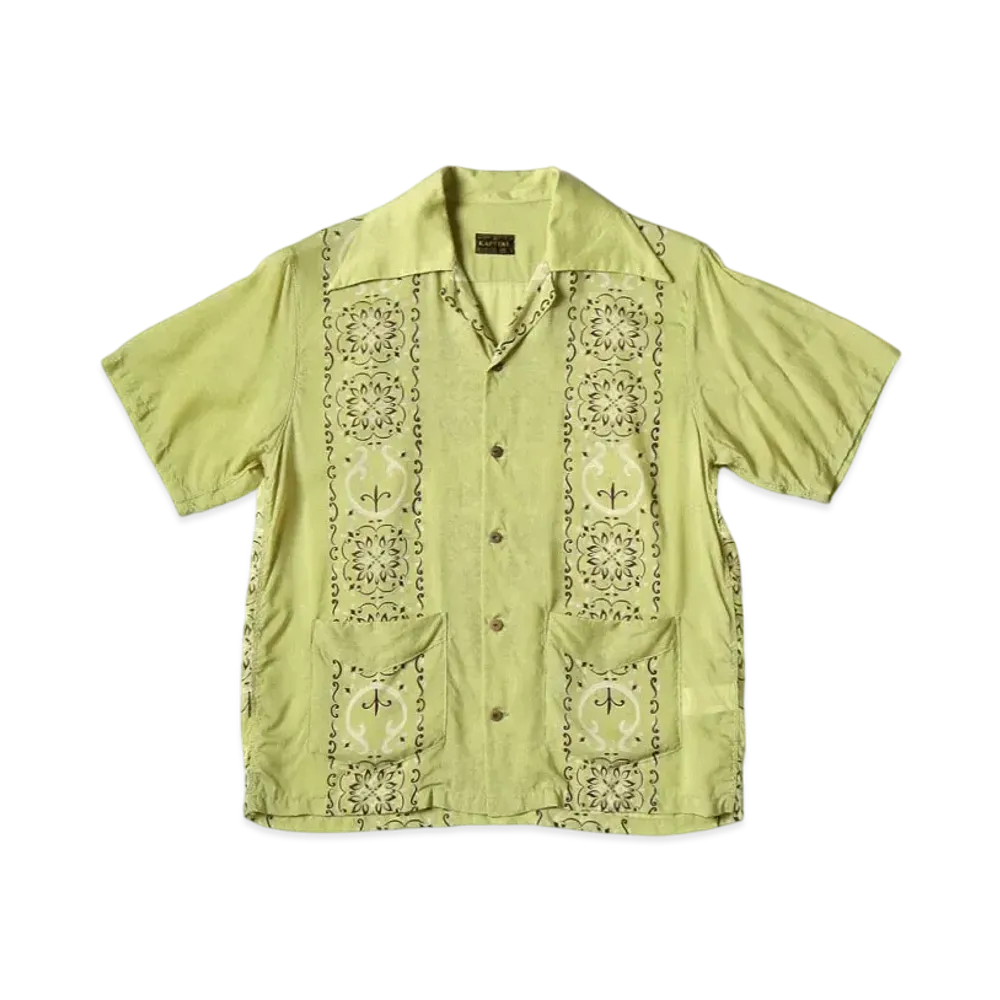 KAPITAL Silk Rayon Habananaja Langle Color Cuba Shirt "Light Green"