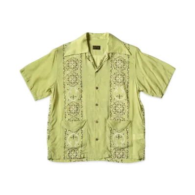 KAPITAL Silk Rayon Habananaja Langle Color Cuba Shirt "Light Green"