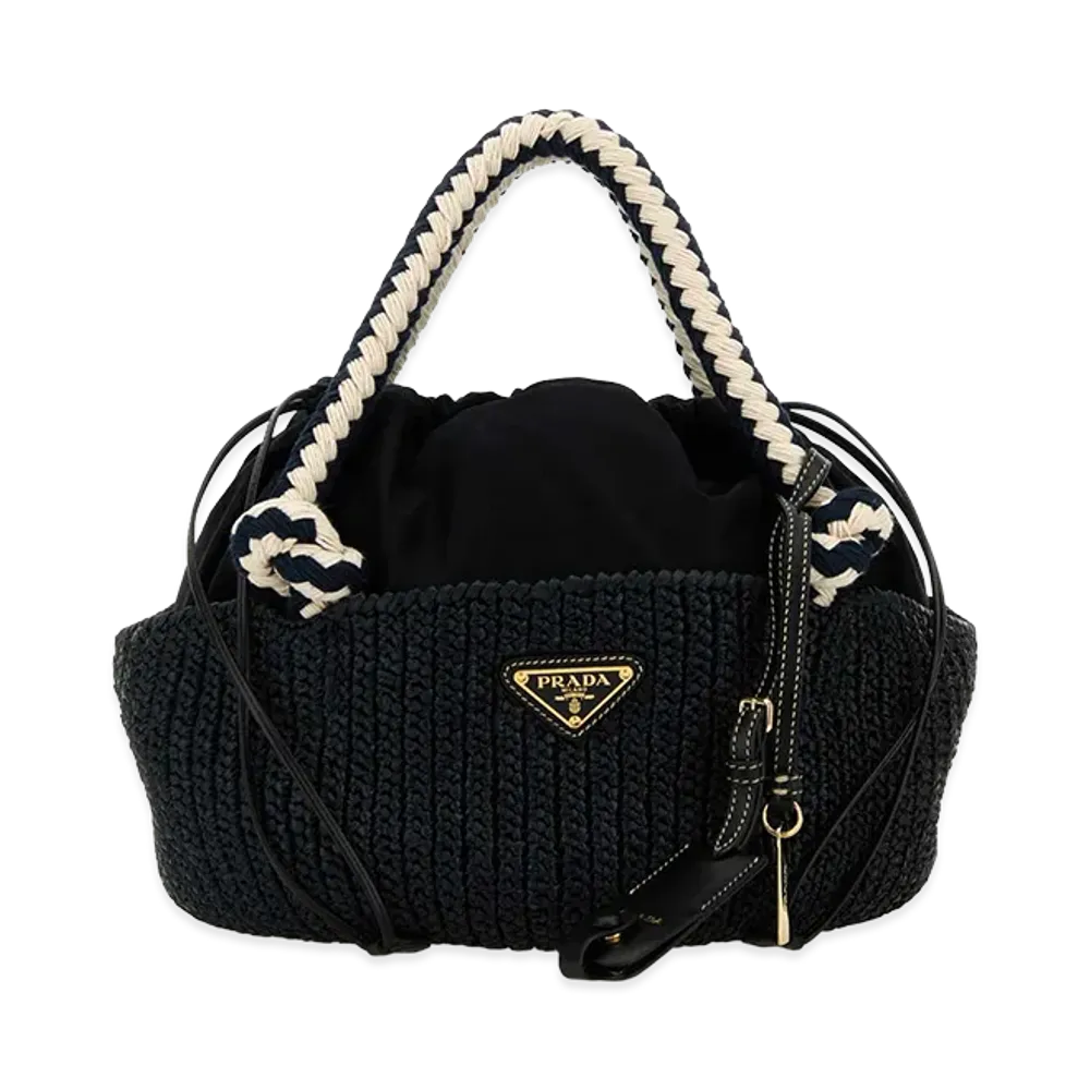 PRADA Women's Raffia Small Handbag "Black"