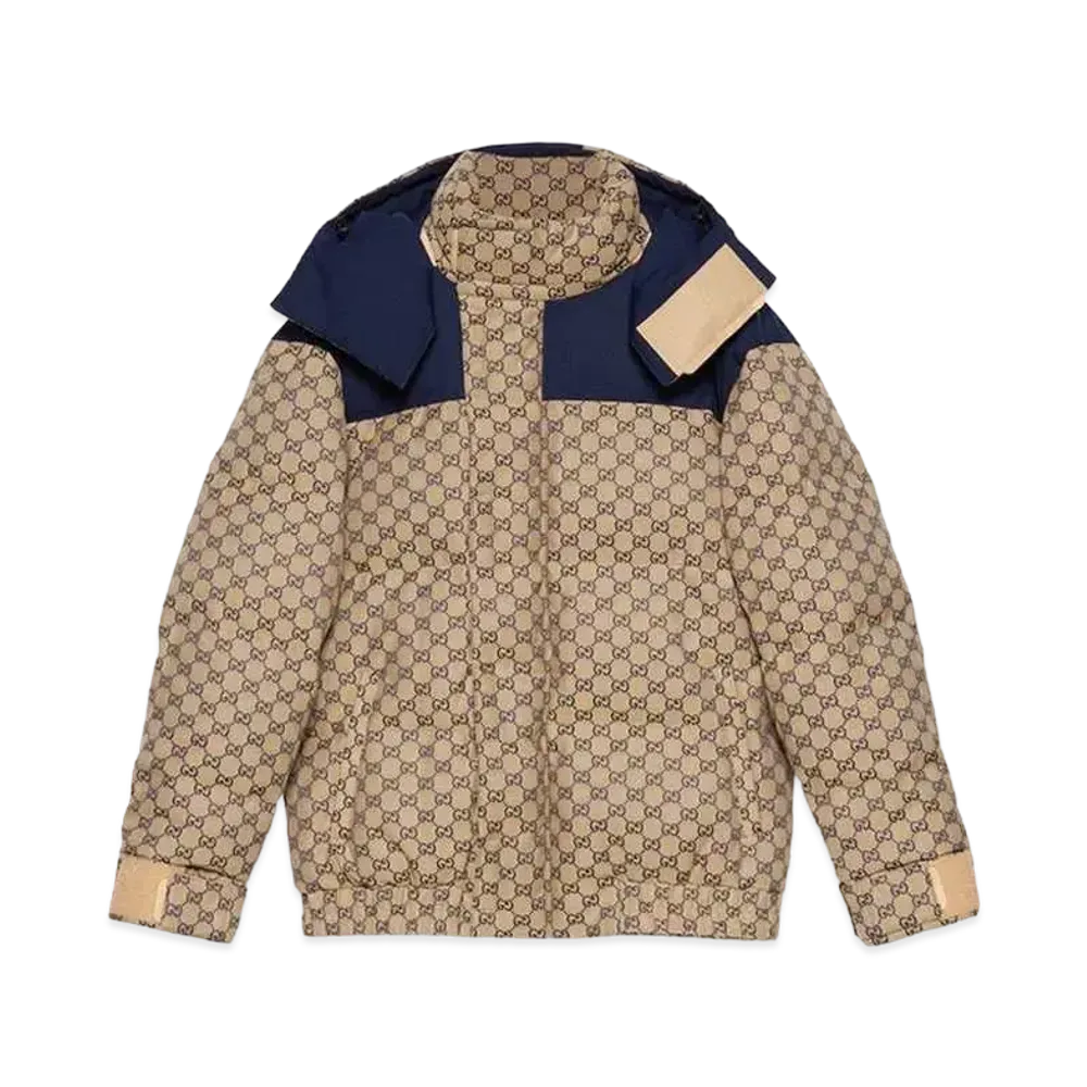 GUCCI GG Canvas Goose Down Jacket "Beige/Blue"